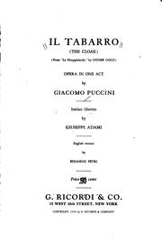 Cover of: Il tabarro. by Giacomo Puccini