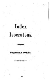 Cover of: Index Isocrateus