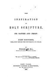 The inspiration of Holy Scripture by Lee, William