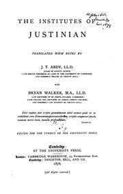 Cover of: The Institutes of Justinian by Corpus juris civilis. Institutiones