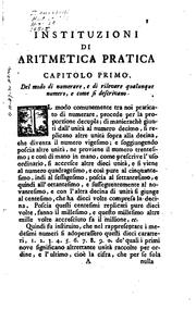 Cover of: Instituzioni di aritmetica pratica del reverendiss