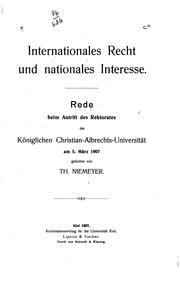Cover of: Internationales recht und nationales interesse ...