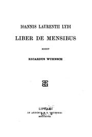 Cover of: Liber de mensibus by Johannes Laurentius Lydus