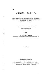 Cover of: Jakob Balde. by Joseph Bach