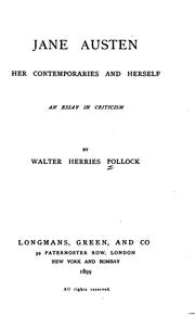Cover of: Jane Austen, her contemporaries and herself: an essay in criticism