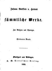 Cover of: Johann Gottfried v. Herder's sämmtliche Werke in vierzig Bänden