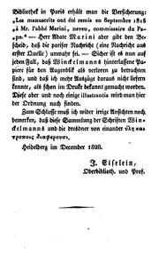 Cover of: Johañ Winckelmañs sämtliche werke. by Johann Joachim Winckelmann