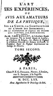 Cover of: art des expériences