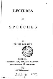 Cover of: Lectures and speeches by Elihu Burritt