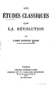 Cover of: Les ©♭tudes classiques avant la R©♭volution