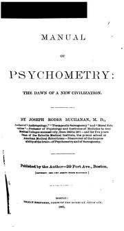 Cover of: Manual of psychometry by Published by the author.