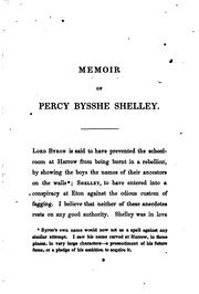 Cover of: Memoir of Percy Bysshe Shelley