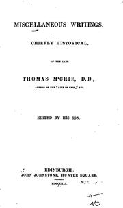 Cover of: Miscellaneous writings, chiefly historical