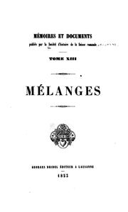 Cover of: Melanges