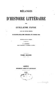 Cover of: Melanges d'histoire litteraire by Guillaume Favre, Guillaume Favre