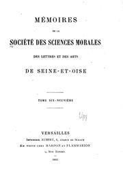 Cover of: Mémoires de la Société des sciences morales. by Société des sciences morales, des lettres et des arts de Seine-et-Oise, Versailles
