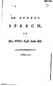 Mr. Burke's speech, on the 1st December 1783 by Edmund Burke