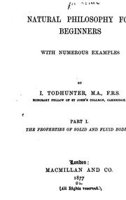 Cover of: Natural philosophy for beginners. by Isaac Todhunter