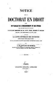 Cover of: Notice sur le doctorat en droit