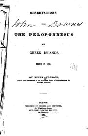 Cover of: Observations upon the Peloponnesus and Greek islands, made in 1829 by Rufus Anderson, Rufus Anderson