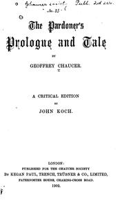 Cover of: The Pardoner's prologue and tale by by Geoffrey Chaucer. A critical edition by John Koch.