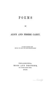Cover of: The poems of Alice and Phoebe Cary by Alice Cary