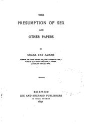 Cover of: The presumption of sex: and other papers.
