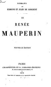 Cover of: Ren{acute}ee Mauperin by Edmond de Goncourt