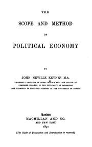 Cover of: scope and method of political economy | John Neville Keynes