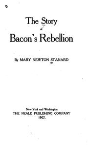 Cover of: story of Bacon's rebellion