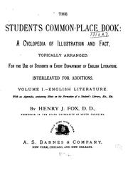 Cover of: The student's common-place book by Henry J. Fox