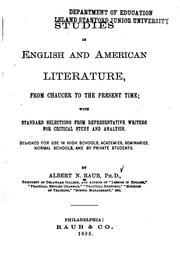 Cover of: Studies in English and American literature, from Chaucer to the present time: with standard selections from representative writers for critical study and analysis.