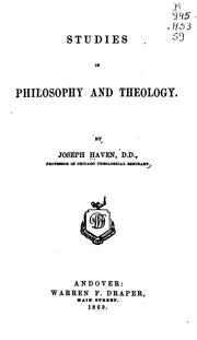 Cover of: Studies in philosophy and theology