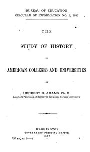 Cover of: The study of history in American colleges and universities