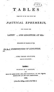 Tables requisite to be used with The nautical ephemeris for finding the latitude and longitude at sea cover