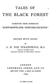 Cover of: Tales of the Black Forest: selections from Auerbach's 'Schwarzwälder dorfgeschichten' by Berthold Auerbach