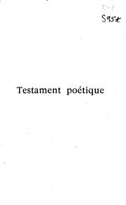 Cover of: Testament poétique.