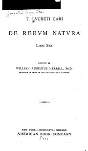 Cover of: De rervm natvra libri sex