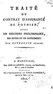 Cover of: Traité du contrat d'assurance de Pothier