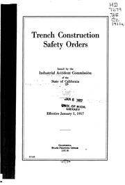 Cover of: Trench construction safety orders. by California. Industrial Accident Commission.