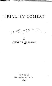 Trial by combat by George Neilson