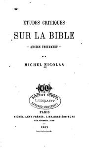 Étud3s critiques sur la Bible by Nicolas, Michel