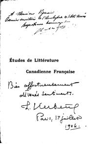 Cover of: Études de littérature canadienne française