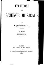Cover of: Études de science musicale by Antoine Dechevrens