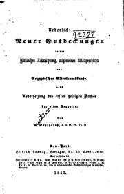 Cover of: Uebersicht neuer entdeckungen in der biblischen zeitrechnung, allgemeinen weltgeschichte und aegyptischen alterthumskunde by Gustav Seyffarth