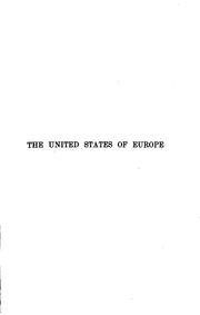 Cover of: United States of Europe on the eve of the parliament of peace