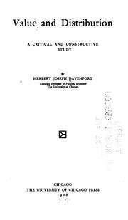 Cover of: Value and distribution by Herbert Joseph Davenport