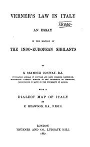 Cover of: Verner's law in Italy by Robert Seymour Conway