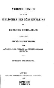 Cover of: Verzeichniss der sammlungen des Börsenvereins der deutschen buchhändler ... by Börsenverein der deutschen buchhändler. Bibliothek