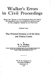 Cover of: Walker's errors in civil proceedings by William Slee Walker